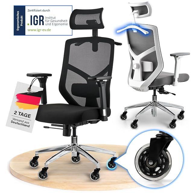 Sedia da ufficio ergonomica a rete ELITESEATS in nero